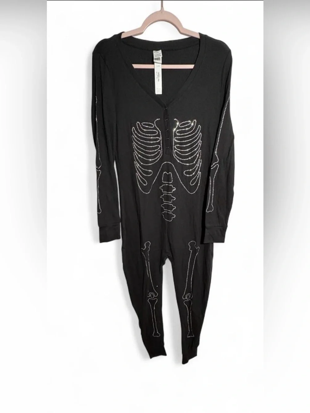PINK Victoria's Secret Black Studded Skeleton Jumpsuit